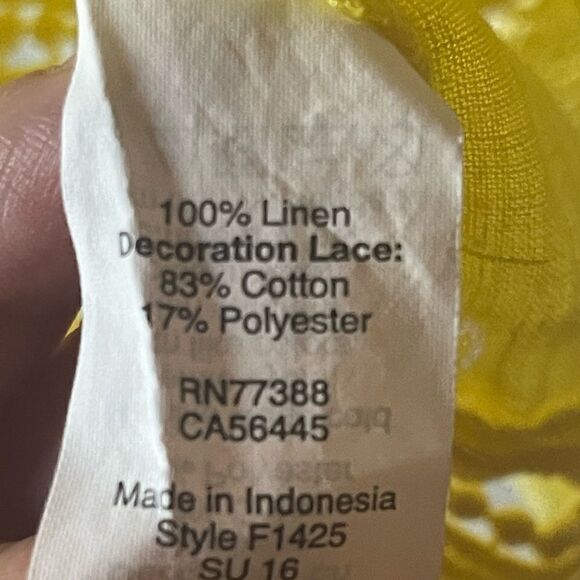 J. Crew Linen Crochet Lace Embroidered Hem Scallop Border Blouse Size Small - Picture 9 of 10